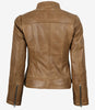 Amy Damen Lederjacke im Biker-Stil, Kamelbraun