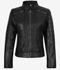 Bergamo Damen Schwarze Lederjacke im Bikerstil