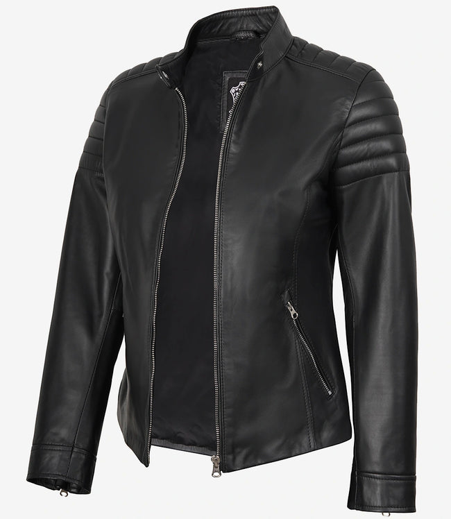 Carrie Schwarze Lederjacke für Damen