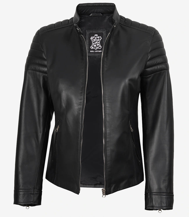 Carrie Schwarze Lederjacke für Damen