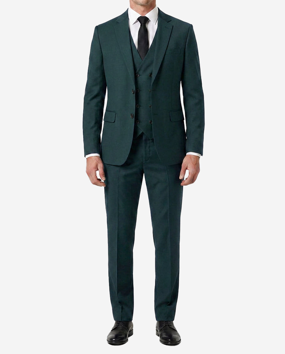 Men's Green Single-Breasted 3-Piece Suit — Notch Lapel