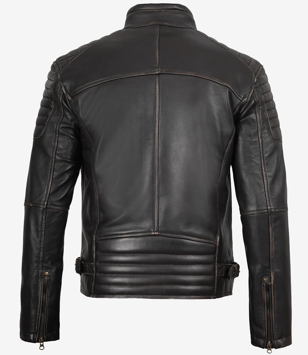 Braune Lederjacke im Used-Look für Herren im Biker-Stil