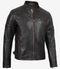 Braune Lederjacke im Used-Look für Herren im Biker-Stil