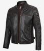 Braune Lederjacke im Used-Look für Herren im Biker-Stil