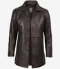 Brauner 3/4-Mantel aus echtem Leder für Herren im Used-Look