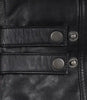 Schwarze Herrenjacke aus Lammleder im Biker-Stil – weiß und rot gestreift