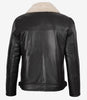 Dunkelbraune Lammfell-Lederjacke im Biker-Stil für Herren