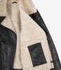Dunkelbraune Lammfell-Lederjacke im Biker-Stil für Herren