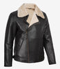Dunkelbraune Lammfell-Lederjacke im Biker-Stil für Herren