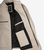 Beige Lederjacke im Biker-Stil mit Stehkragen für Herren