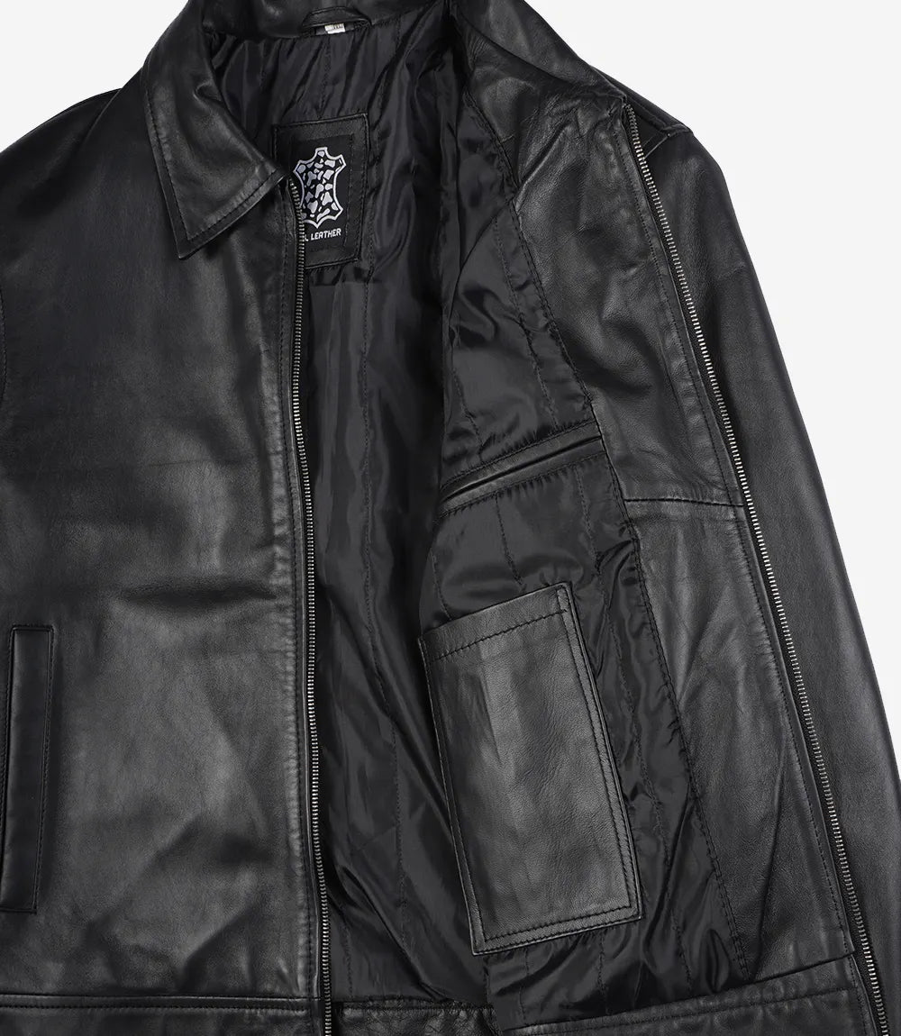 Schwarze Lederjacke von Mike Harrington für Herren
