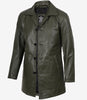 Olivgrüner 3/4-Leder-Automantel für Herren