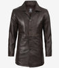 Brauner 3/4-Mantel aus echtem Leder für Herren im Used-Look
