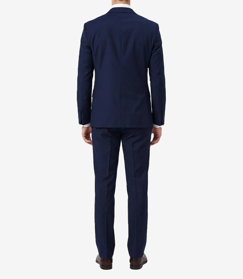 Men's Blue Cotton 3-Piece Suit — Single-Breasted Notch Lapel
