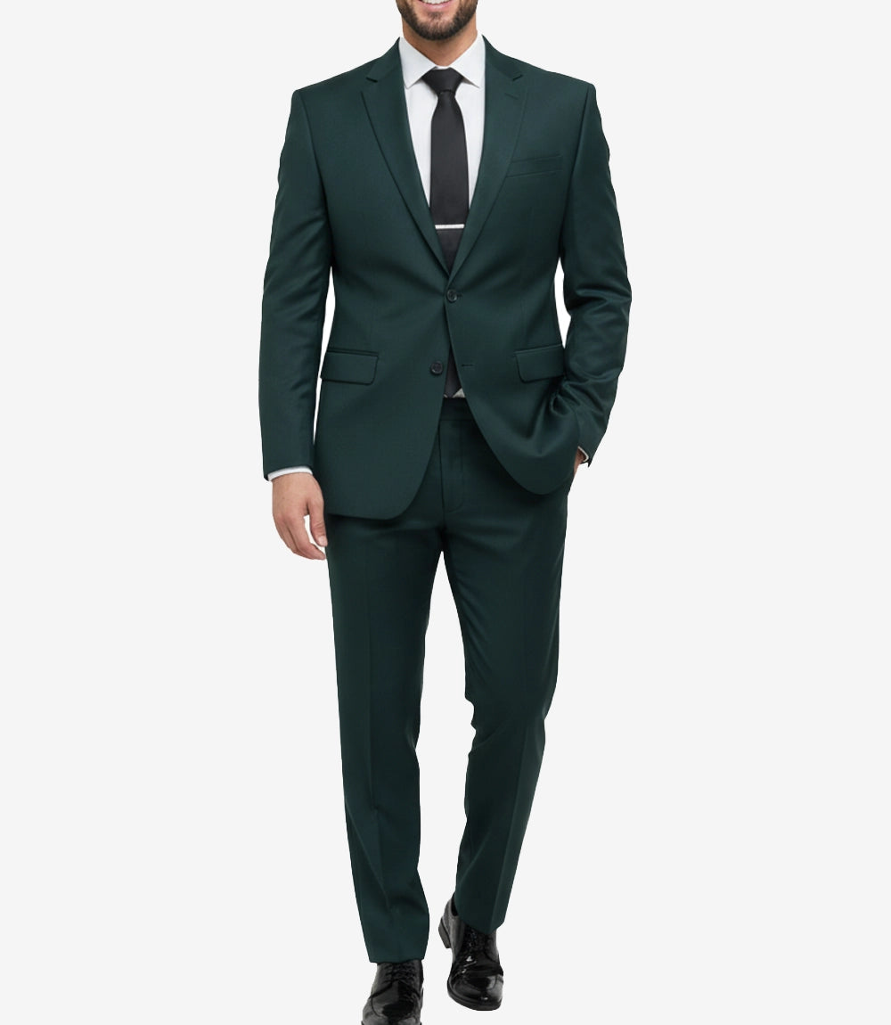 Men's Bottle Green Two-Piece Notch Lapel Suit