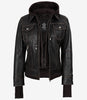Damen-Bomberlederjacke im Used-Look in Braun mit abnehmbarer Kapuze