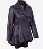 Asymmetrische lilafarbene Lederjacke mit Schößchen für Damen