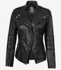 Women's Black Lambskin Biker Style Jacket