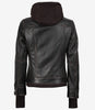 Damen-Bomberlederjacke im Used-Look in Braun mit abnehmbarer Kapuze