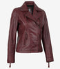 Burgunderrote Damenjacke im Biker-Stil aus echtem Lammleder