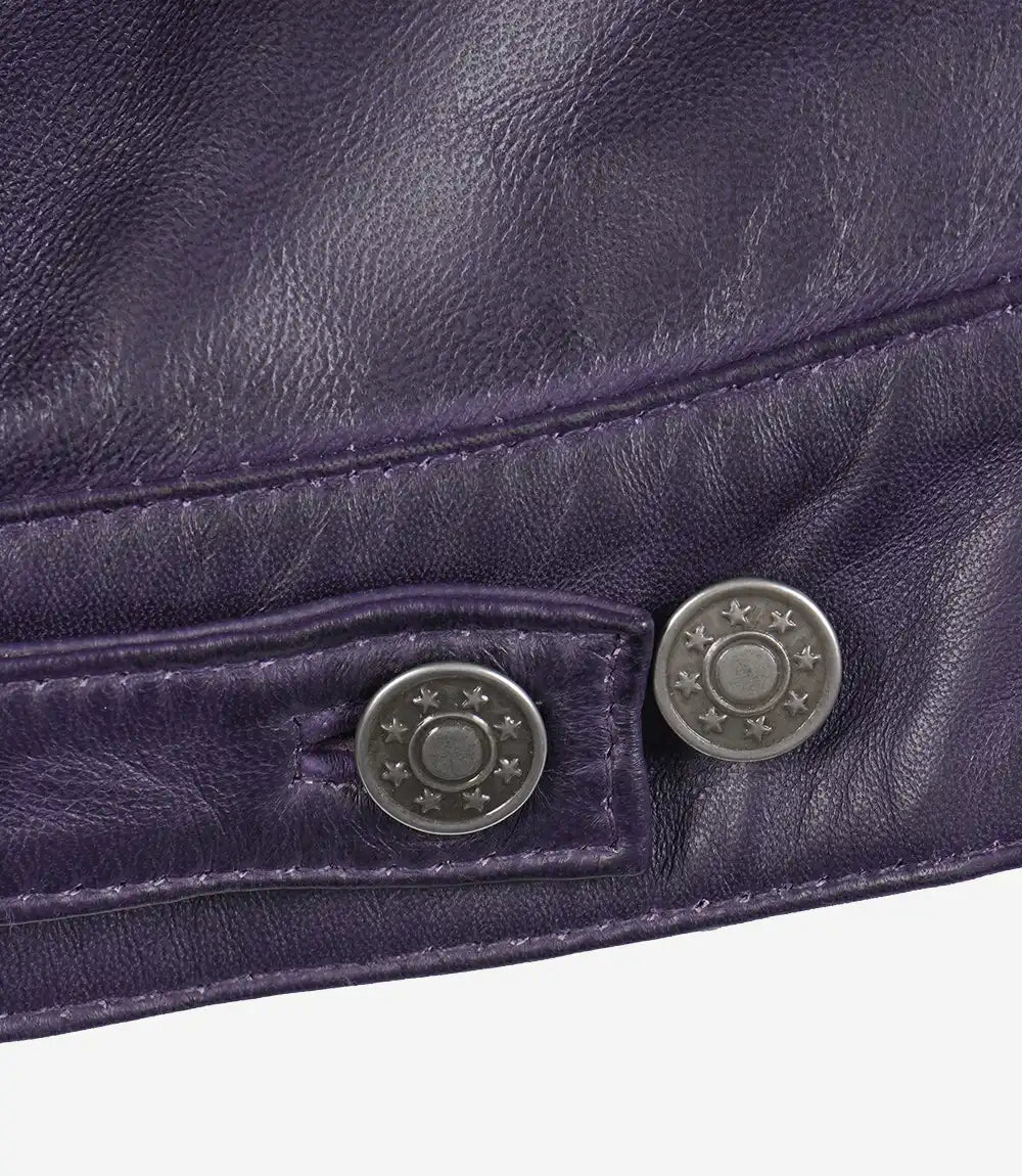 Lila Trucker-Lederjacke für Damen