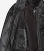 Gesteppte, abgenutzte Damenjacke aus echtem Lammleder in Braun im Biker-Stil