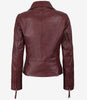 Burgunderrote Damenjacke im Biker-Stil aus echtem Lammleder