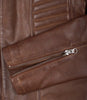 Damenjacke aus echtem Leder im Biker-Stil, Cognac