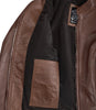 Damenjacke aus echtem Leder im Biker-Stil, Cognac