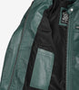 Grüne Jacke im Biker-Stil aus echtem Leder für Damen – gesteppte Schultern
