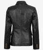 Kim Damen Zweireihiger schwarzer Lederblazer
