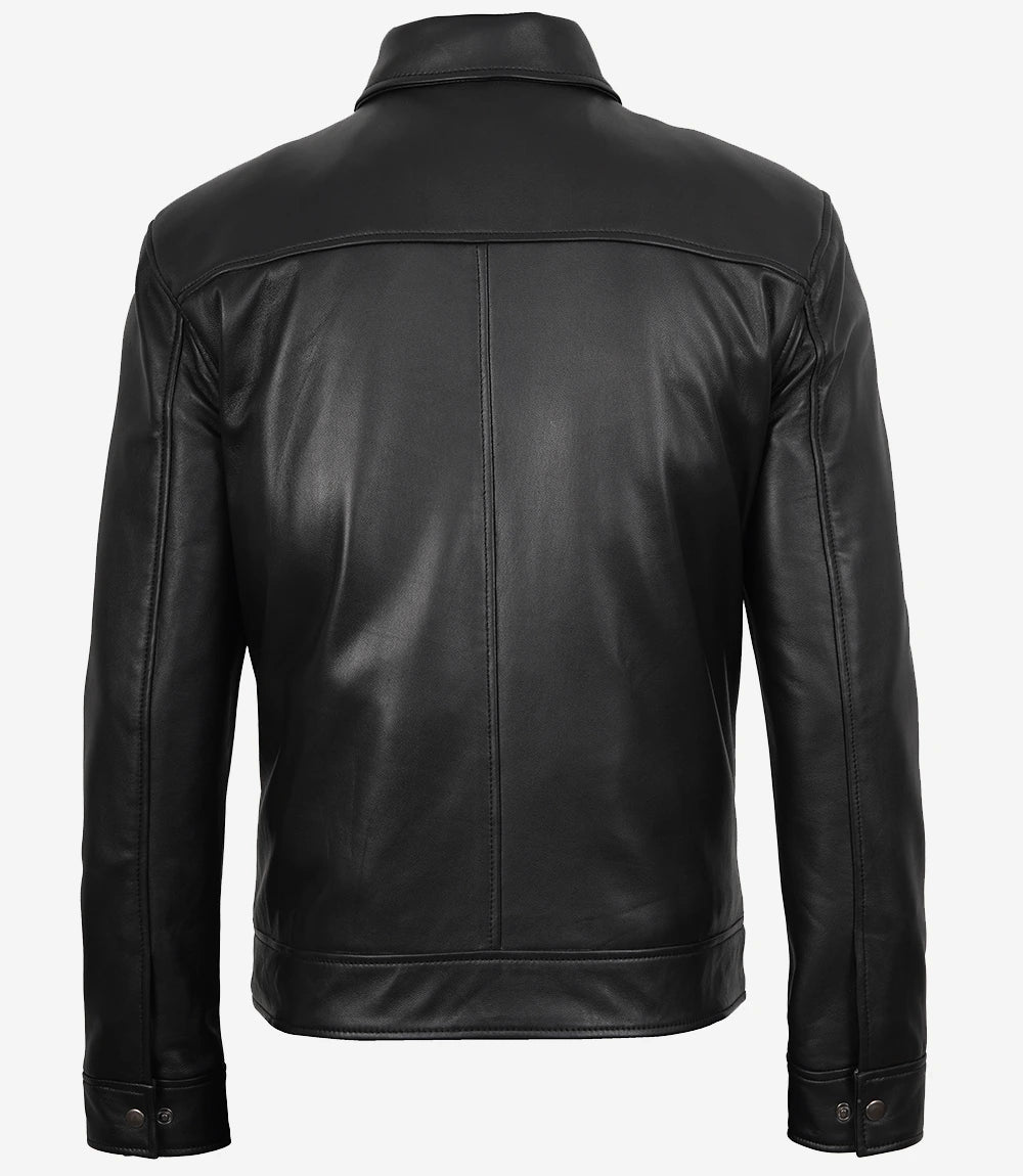 MINIMALIST: Tony Harrington-Jacke aus schwarzem Leder für Herren