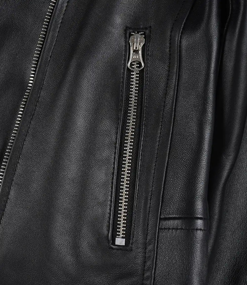 Womens Black Asymmetrical Leather Motorcycle Jacket