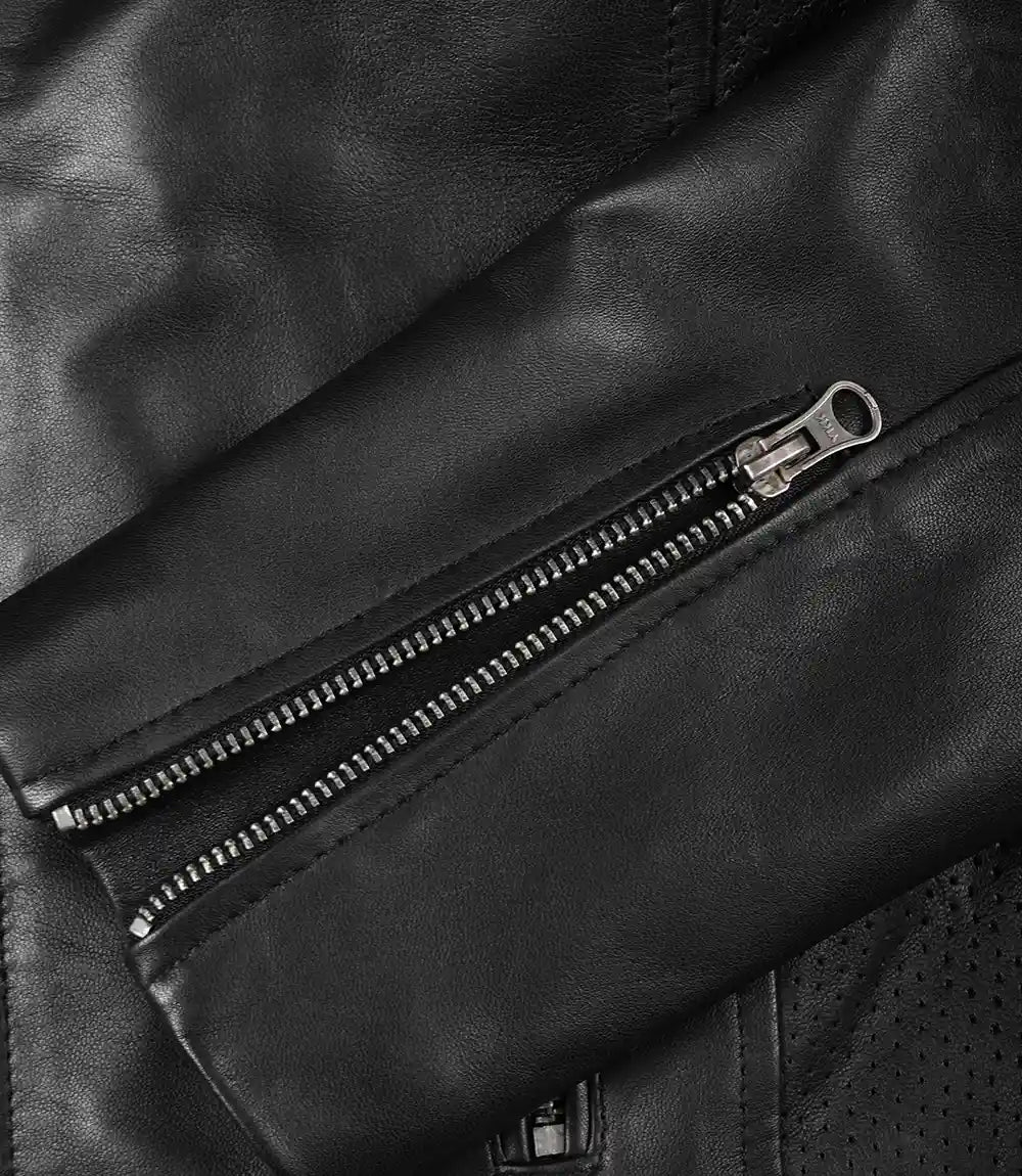 Schwarze Lederjacke im Biker-Stil für Damen