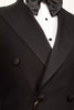Mens Peak Lapel Double Breasted Black Tuxedo