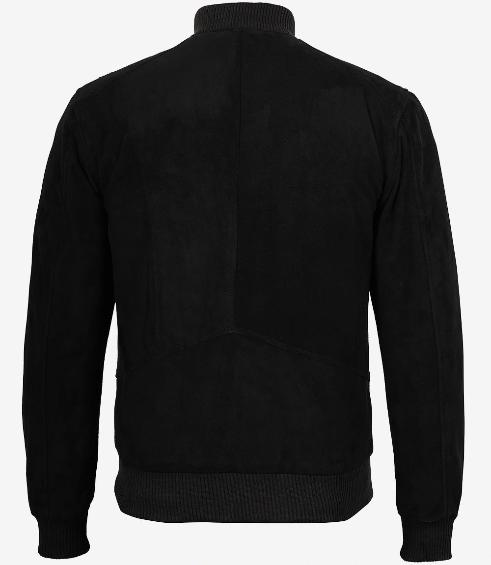 Schwarze Premium-Bomberjacke aus Wildleder für Herren