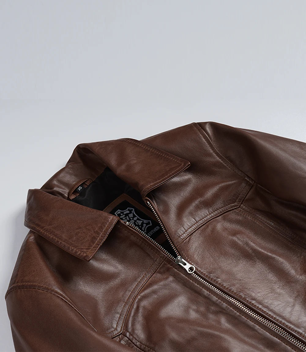 Schwarze Lederjacke im Biker-Stil für Herren