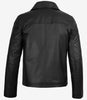 Mens Black Shirt Collar Leather Cowhide Jacket