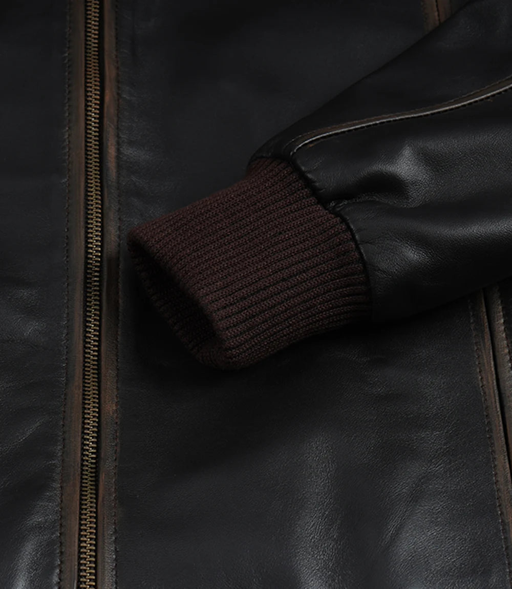 Schwarze Lederjacke im Biker-Stil für Herren