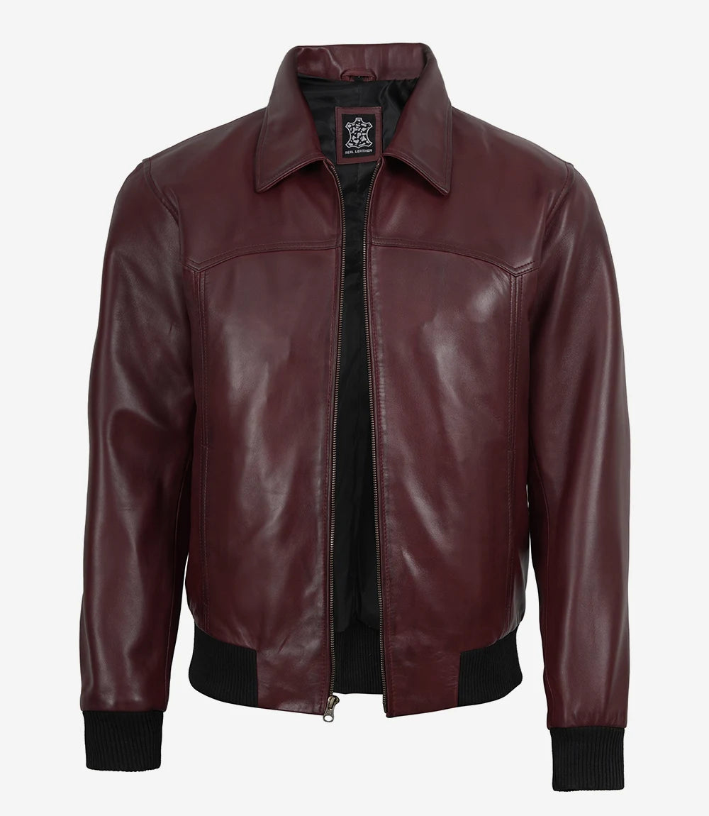 Schwarze Lederjacke im Biker-Stil für Herren