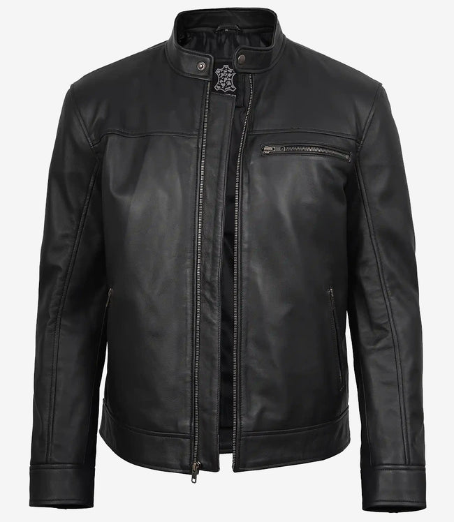 Schwarze Lederjacke Bickford für Herren – Echtes Lammfell