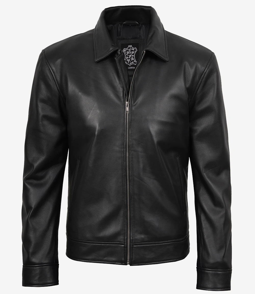 MINIMALIST: Tony Harrington-Jacke aus schwarzem Leder für Herren