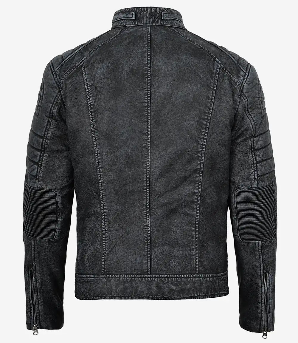 Herrenjacke aus echtem Lammleder in Schwarz im Biker-Stil