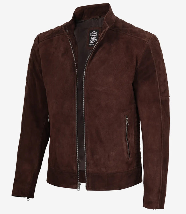 Dunkelbraune Wildlederjacke der Spitzenklasse für Herren