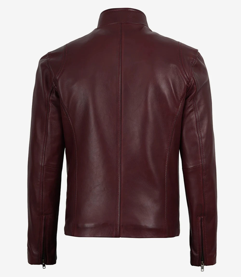 Schwarze Lederjacke im Biker-Stil für Herren