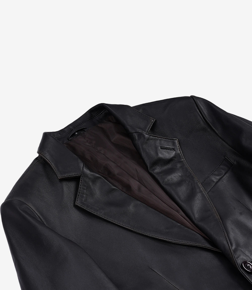 Men's 2 Button Vintage Brown Rub-Off Leather Blazer