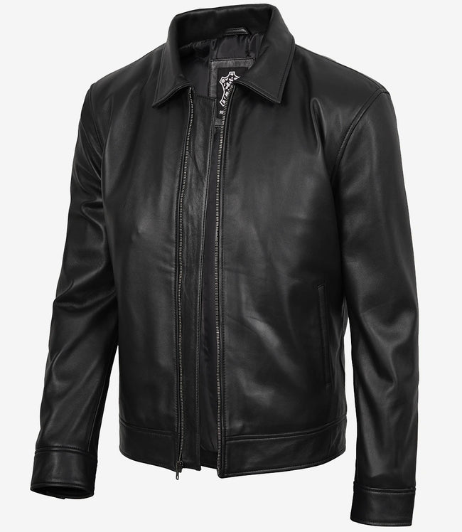 MINIMALIST: Tony Harrington-Jacke aus schwarzem Leder für Herren