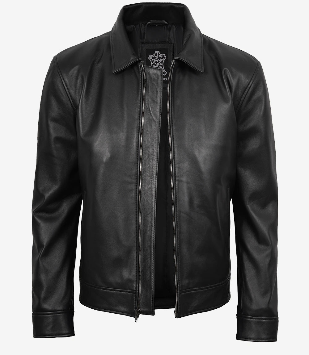 MINIMALIST: Tony Harrington-Jacke aus schwarzem Leder für Herren