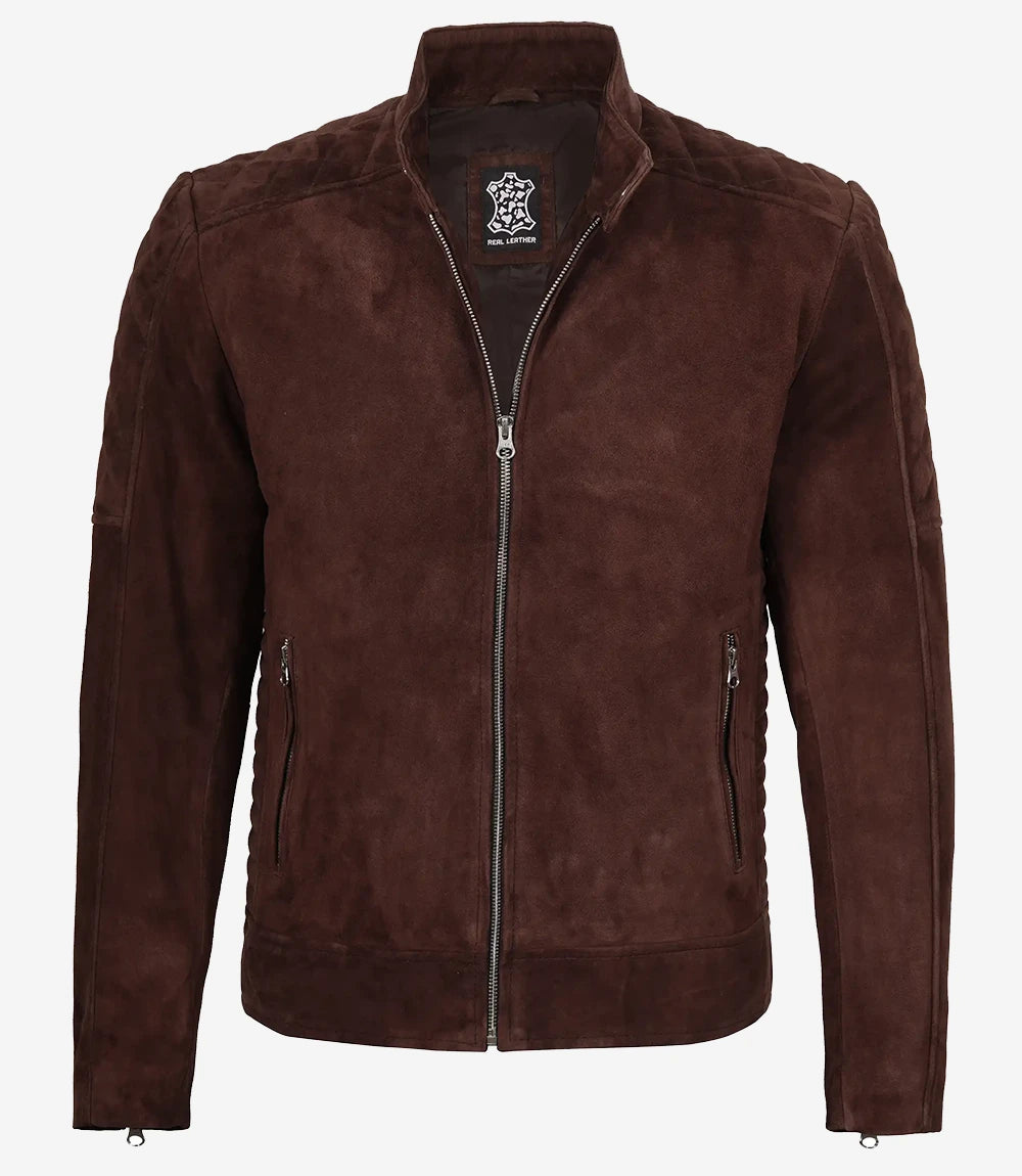 Dunkelbraune Wildlederjacke der Spitzenklasse für Herren
