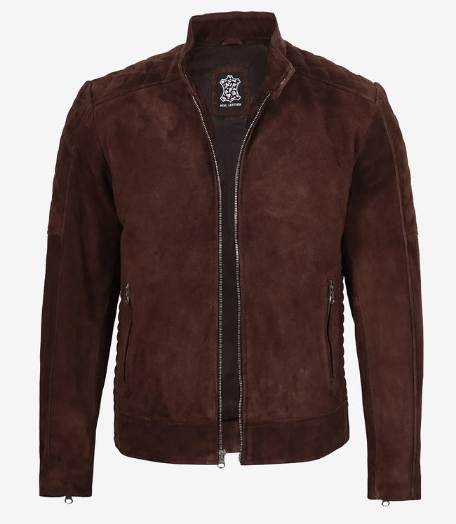 Dunkelbraune Wildlederjacke der Spitzenklasse für Herren